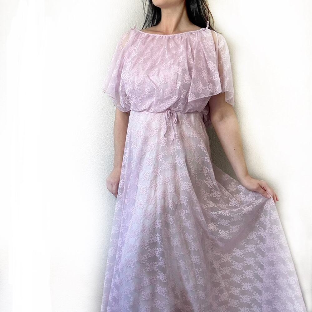 Vintage Union Made Purple Lilac Lace Maxi Dress Size 6